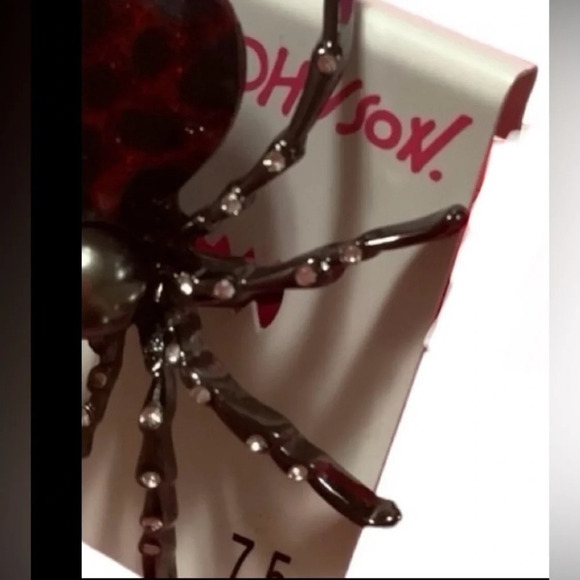 BETSEY JOHNSON Halloween Crystals Black & Red Spider Size 7.5 Ring NEW NWT - Picture 3 of 4